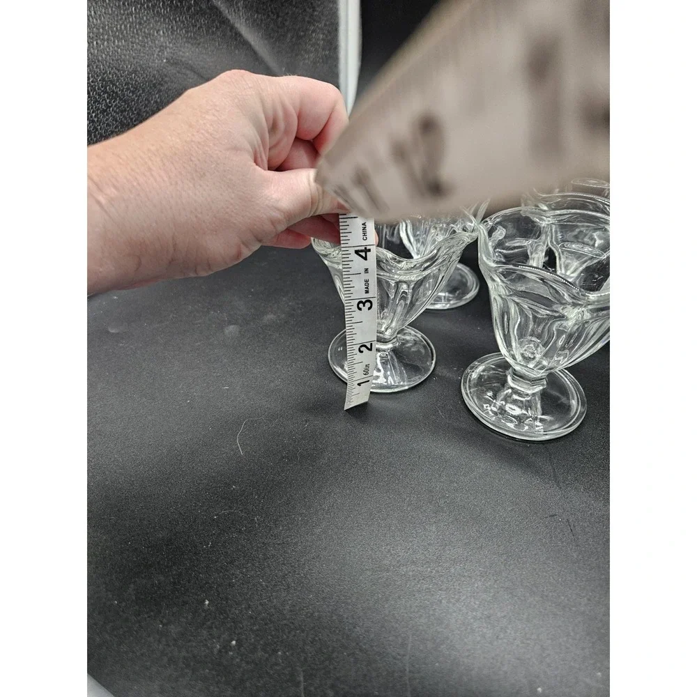 Anchor Hocking Tulip‎ Sundae Ice Cream Clear Footed Dessert Dishes SET of 4